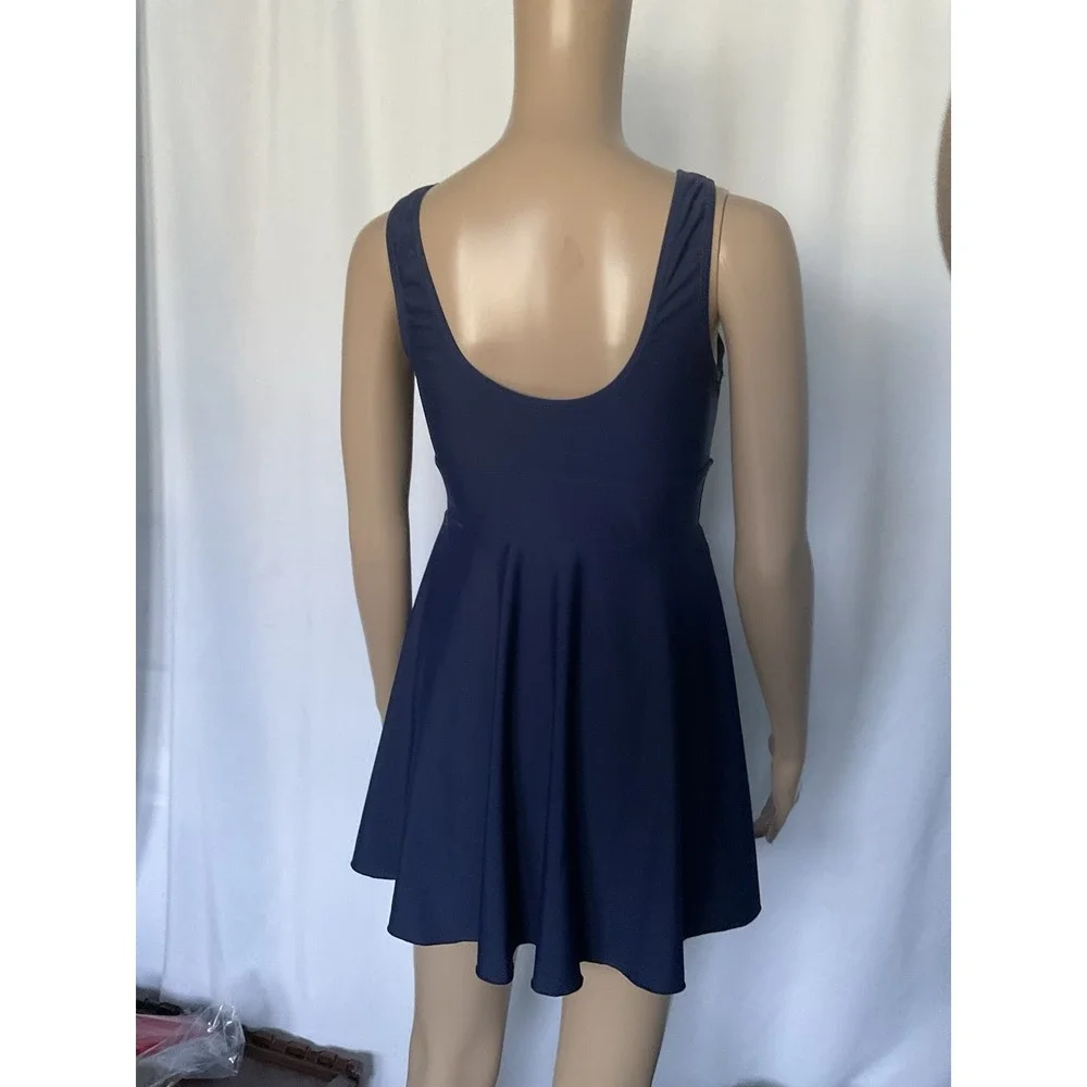 SHEKINI  Women's  One Piece Skirt  Swimsuit Swimdress‎ Size Small Deep Blue